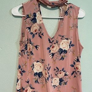 Pink floral tank top medium